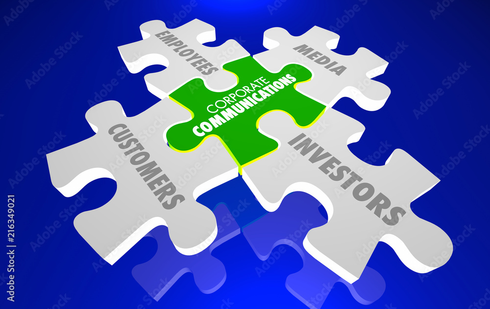 Fototapeta premium Corporate Communications Marketing PR Puzzle 3d Illustration