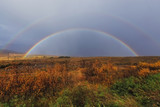 Double Rainbow over a field in Iceland