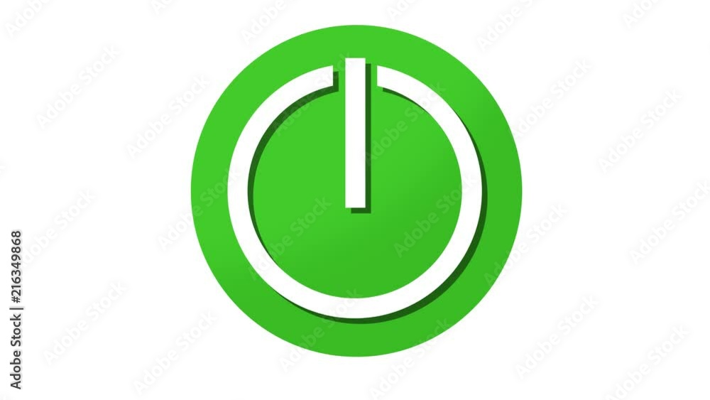Turn on Power button icon symbol in and out animation Turn on Power button icon symbol in and out animation