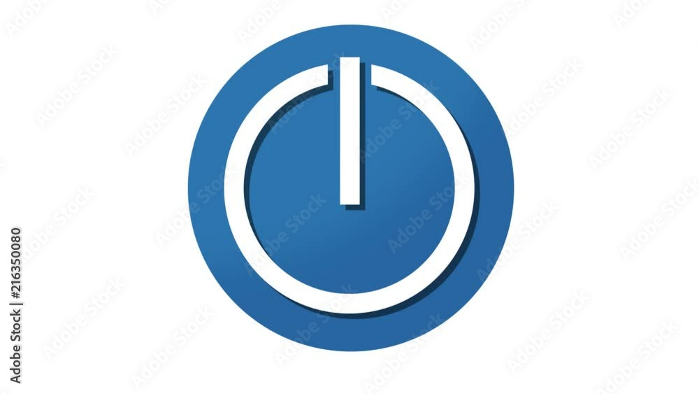 Turn on Power button icon symbol in and out animation Turn on Power button icon symbol in and out animation