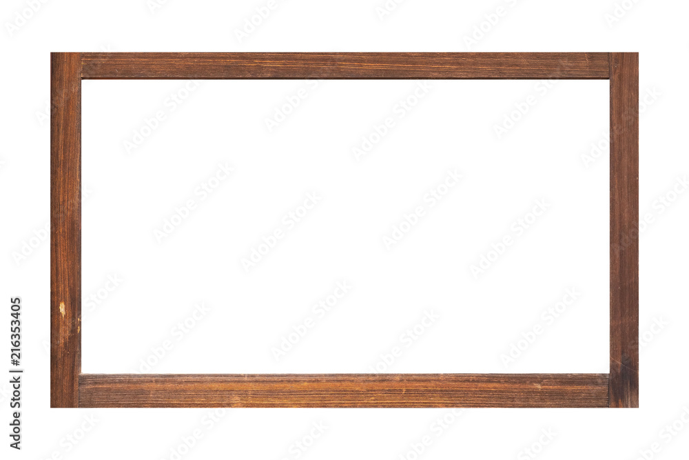Brown wood photo frame isolated on white background Brown wood photo frame isolated on white background