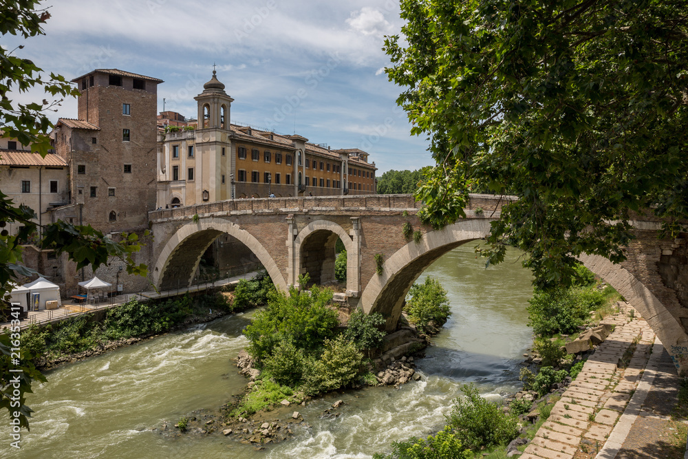 The Pons Fabricius or Ponte dei Quattro Capi, is the oldest Roman bridge in Rome, Italy, still existing in its original state