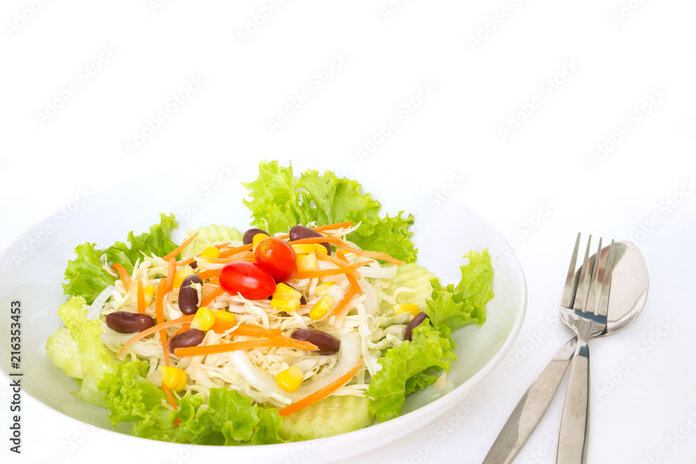 green salad plate fresh vegetable border on white background green salad plate fresh vegetable border on white background