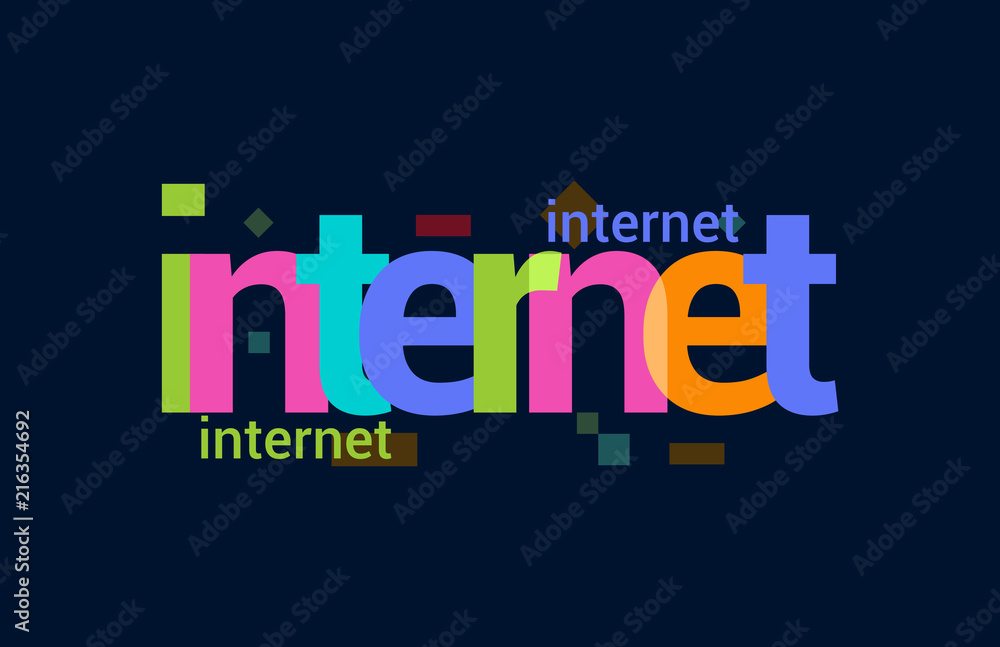 Fototapeta premium Internet Colorful Overlapping Vector Letter Design Dark Background