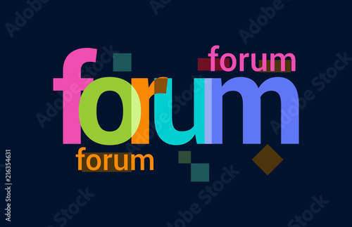 Forum Colorful Overlapping Vector Letter Design Dark Background photo