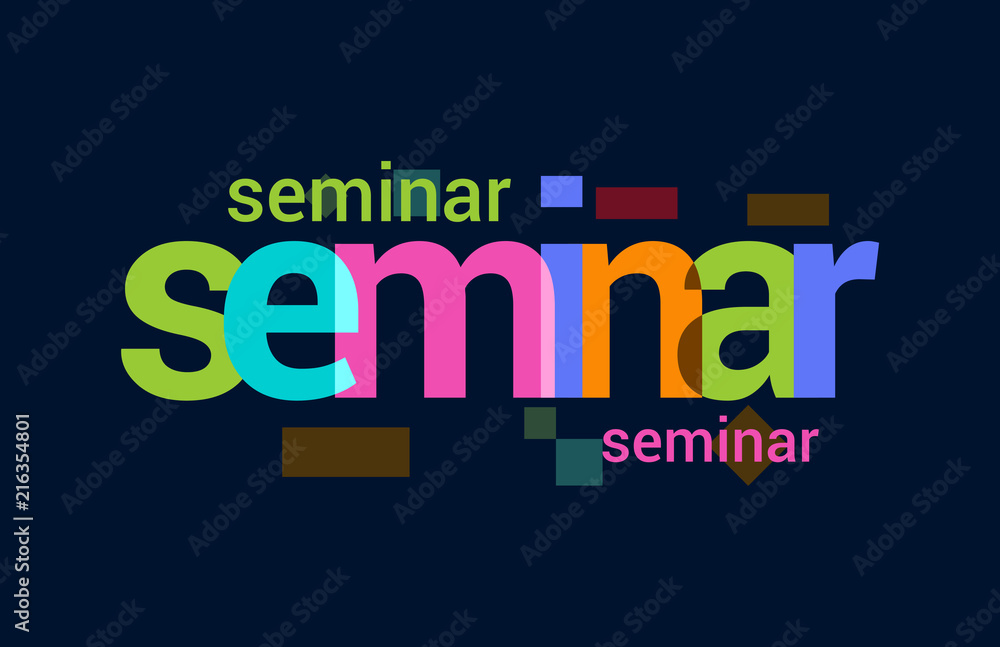 Seminar Colorful Overlapping Vector Letter Design Dark Background