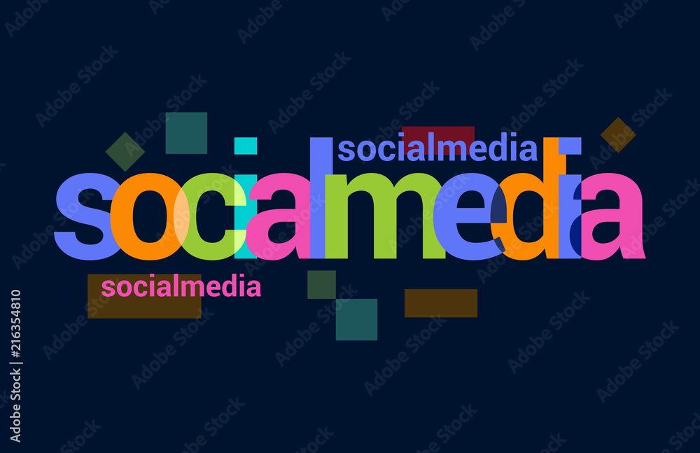 Fototapeta premium Social Media Colorful Overlapping Vector Letter Design Dark Background