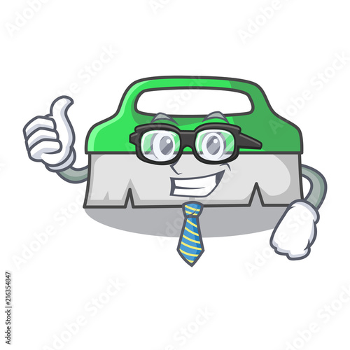 Businessman scrub brush character cartoon