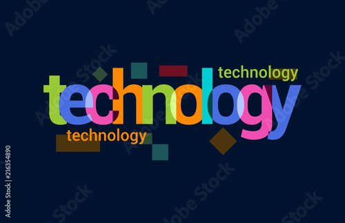 Technology Colorful Overlapping Vector Letter Design Dark Background