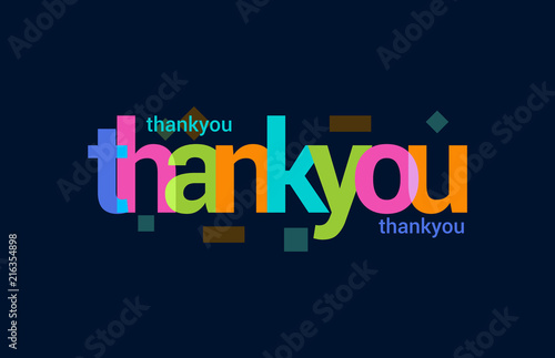 Thank You Colorful Overlapping Vector Letter Design Dark Background