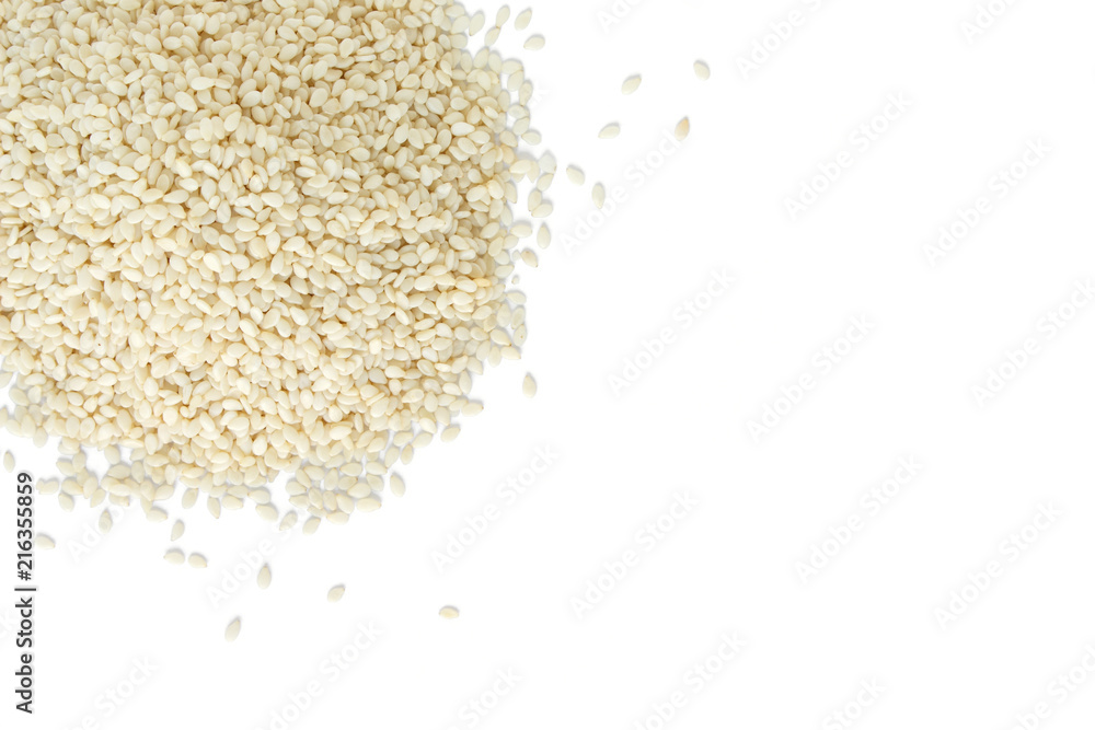 white sesame seed on white background