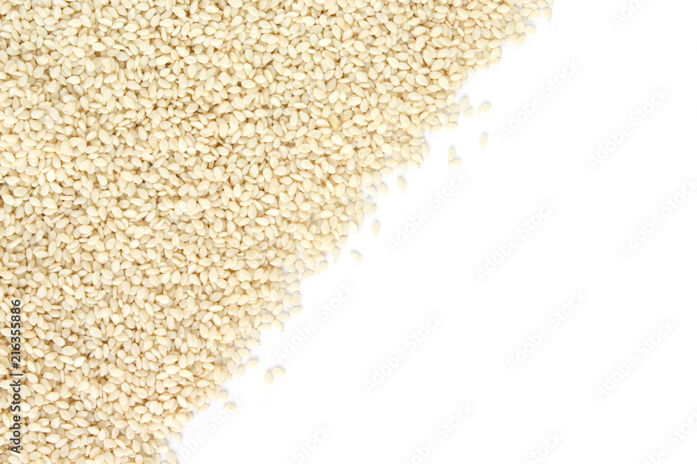 white sesame seed on white background