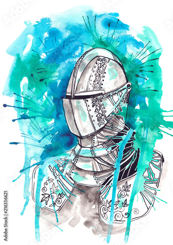 medieval knight with a lowered visor