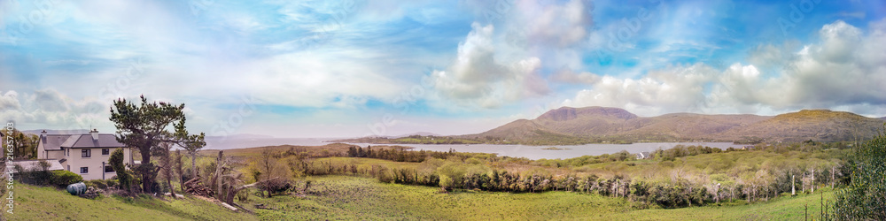 Fototapeta premium Panoramic landscape with a house in a county Cork