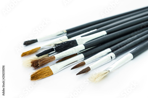 paint brush set tool art on white background