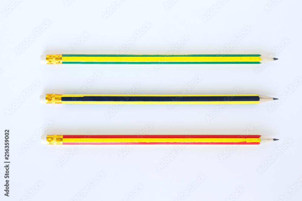 pencil black, blue, brown tool art on white background pencil black, blue, brown tool art on white background