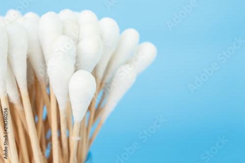 cotton bud, swab clean healthcare on blue background