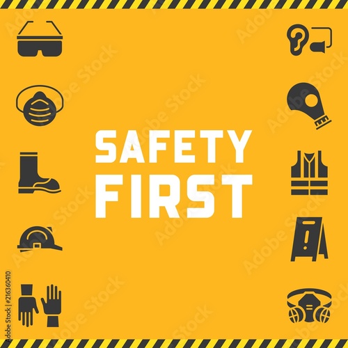 industrial security and protective equipment for worker illustration, flat design