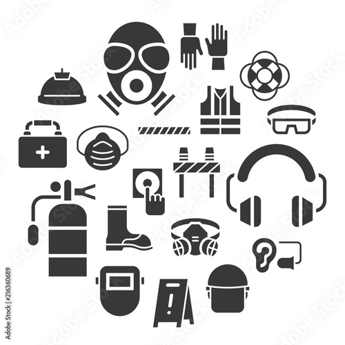 industrial security and protective equipment for worker illustration, solid design