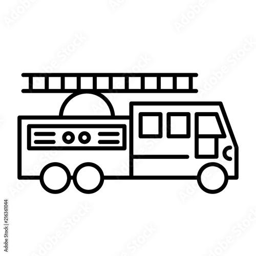 Fire truck with ladder line icon. vector illustration isolated on white. outline style design, designed for web and app. Eps 10