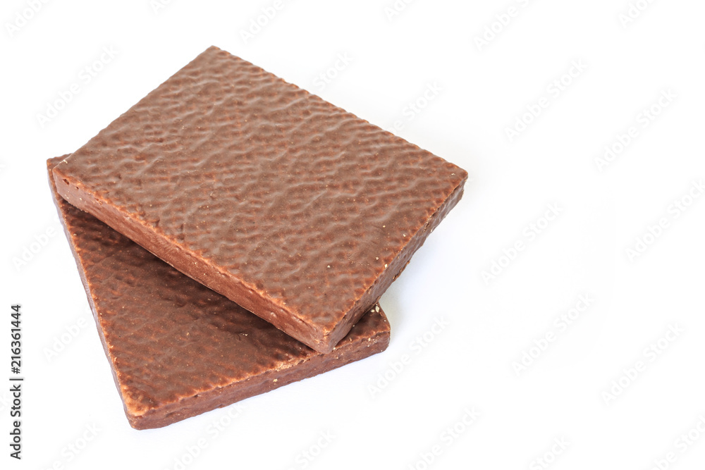 wafer chocolate dessert on white background wafer chocolate dessert on white background