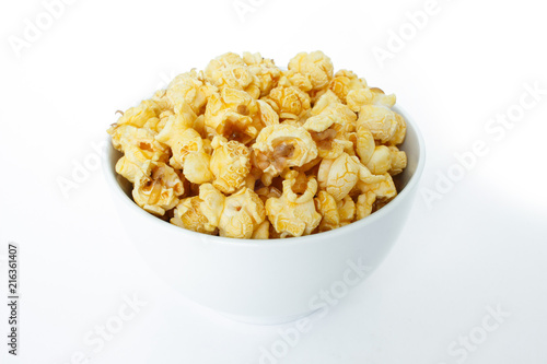 popcorn white bowl on white background