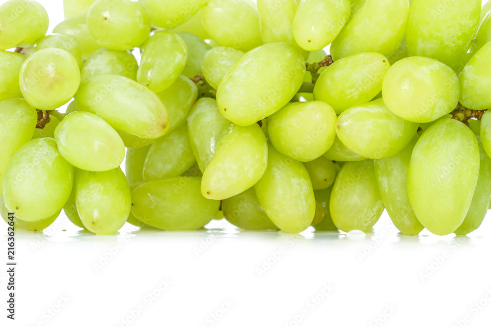 green grape diet fruit organic on white background