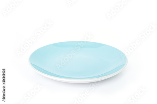 blue plate empty on white background