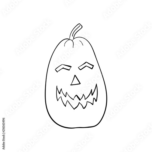 halloween pumpkin angrily smiles. Scary face