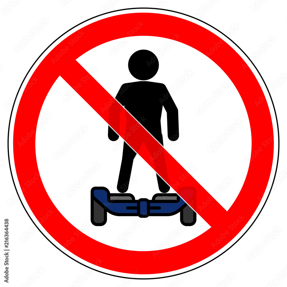 srr410 SignRoundRed - german - Verbotszeichen: HOVERBOARD verboten - Verbot von Balance Boards - english - prohibition - electric mini cruiser selfbalancing scooter not allowed - xxl g6410 Stock-illustration | Adobe Stock