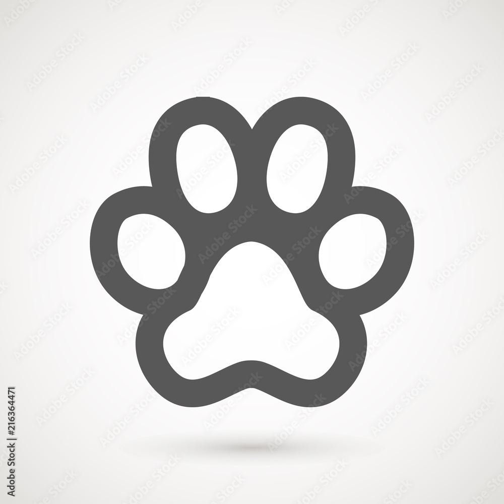 Paw Print icon. Logo. Vector Illustration. Isolated vector Illustration. Grey on White background Paw Print icon. Logo. Vector Illustration. Isolated vector Illustration. Grey on White background