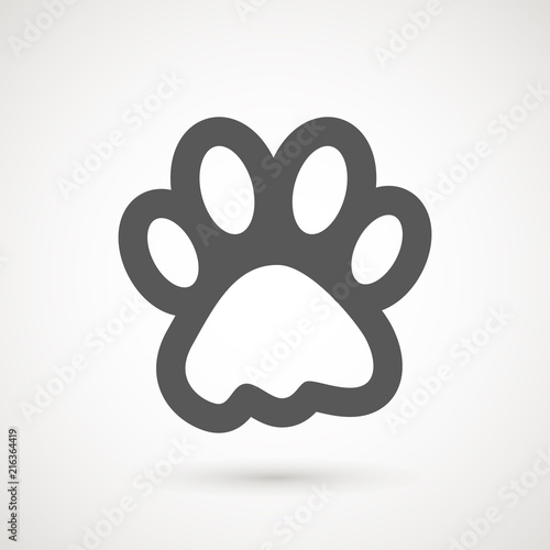 Paw Print icon. Logo. Vector Illustration. Isolated vector Illustration. Grey on White background