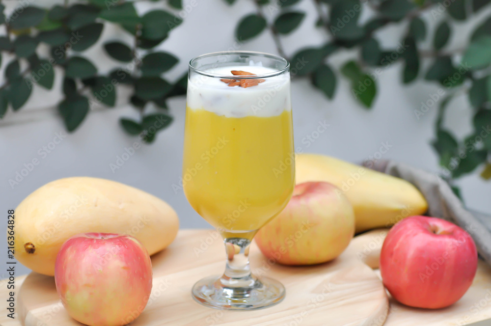 mango smoothie or mango yogurt and mango mango smoothie or mango yogurt and mango