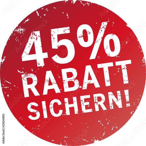 Button 45% Rabatt sichern rot zerkratzt
