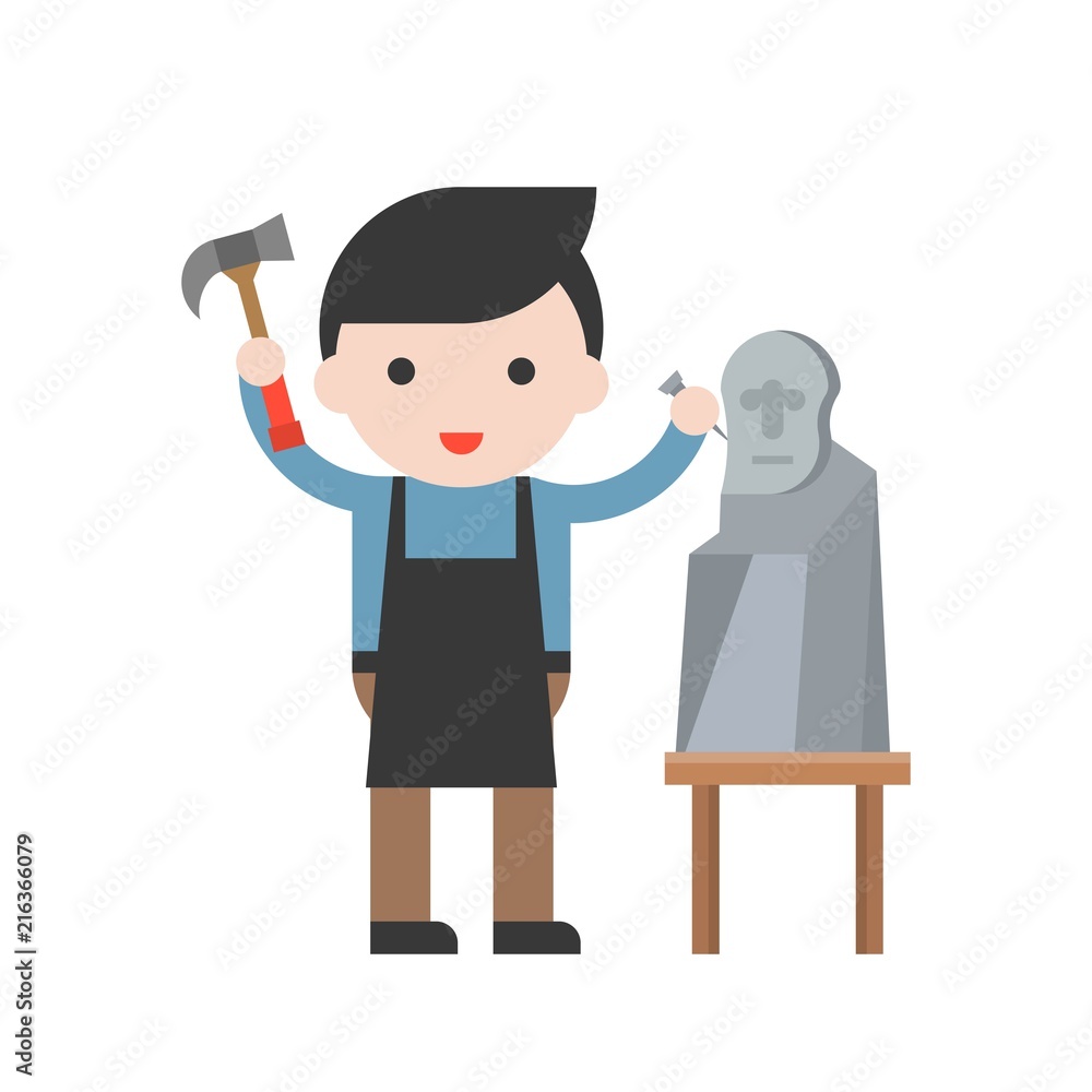 sculpter artist, cute character professional set, flat design sculpter artist, cute character professional set, flat design
