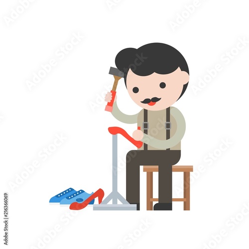 shoemaker, cute character professional set, flat design
