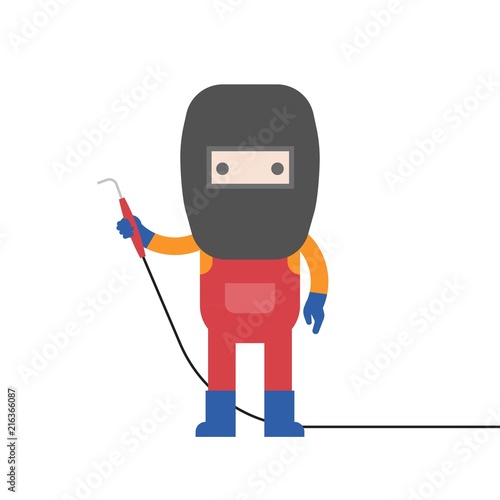 welder, cute character professional set, flat design