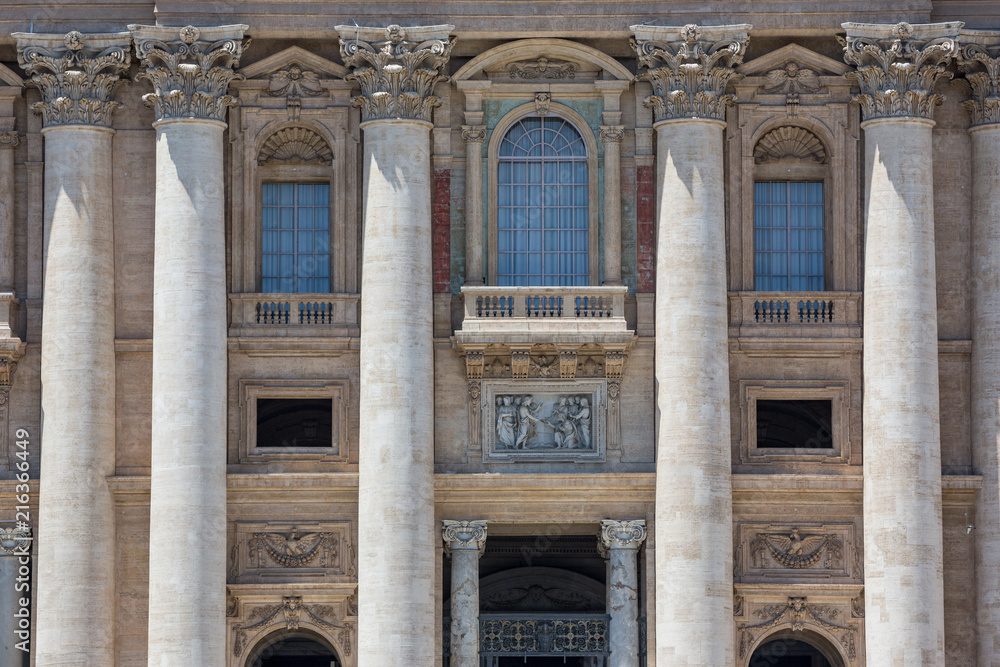 Close-up view of the Papal balcony at St Peter's Cathedral, Rome Close-up view of the Papal balcony at St Peter's Cathedral, Rome