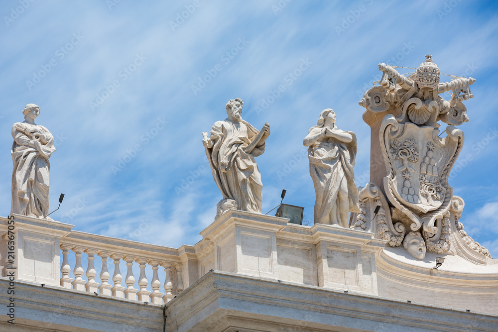 Statues on the colonnades at St Peter's square, Rome