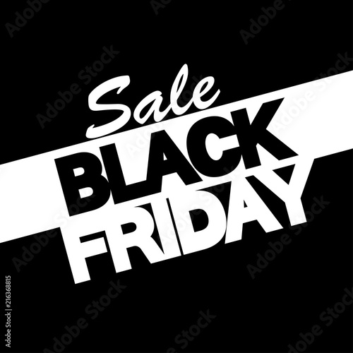 Icono plano Sale BLACK FRIDAY inclinados en blanco en fondo negro