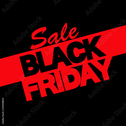 Icono plano Sale BLACK FRIDAY inclinados en rojo y negro en fondo negro