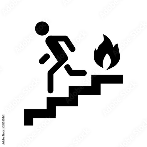 Fire escape, ladder, man, fire solid icon. vector illustration isolated on white. glyph style design, designed for web and app. Eps 10