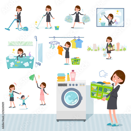 flat type Gray suit business women_housekeeping