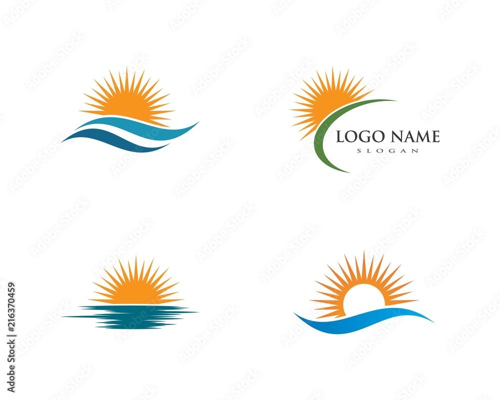Obraz premium Water Wave symbol and icon Logo Template