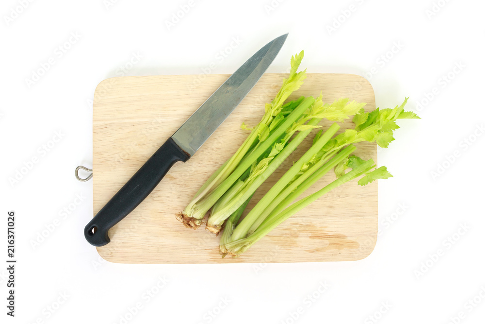 celery, cutting board, knife vegetable organic food healthy nature