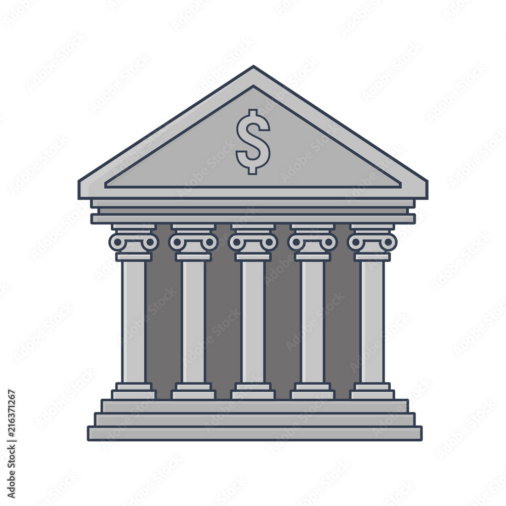 Bank building isolated on white background in line art style. Simple vector illustration. Flat style. Bank building isolated on white background in line art style. Simple vector illustration. Flat style.