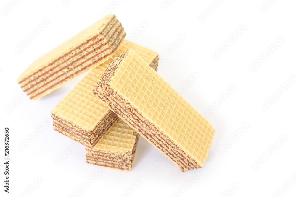wafer chocolate dessert on white background wafer chocolate dessert on white background