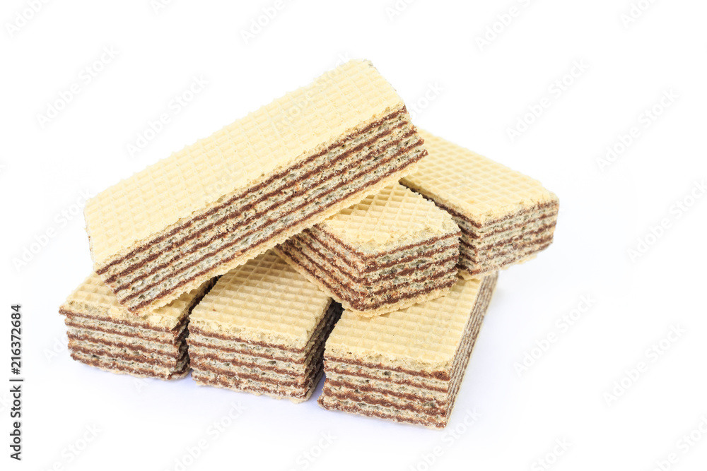 wafer chocolate dessert on white background wafer chocolate dessert on white background