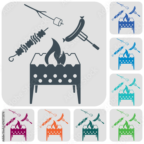 Brazier, zephyr, kebab and sausage icon