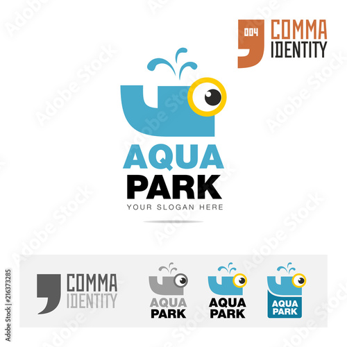 Water park pool business company logo template concept
